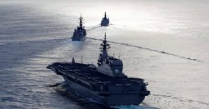 Japanese carrier drills with British warship